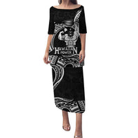 Black Hawaii Ikaika Warrior Puletasi Hawaiian Power LT14 Long Dress Black - Polynesian Pride