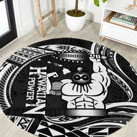 Black Hawaii Ikaika Warrior Round Carpet Hawaiian Power LT14 Black - Polynesian Pride