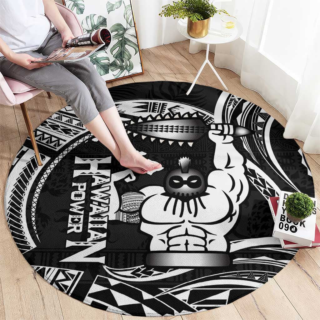 Black Hawaii Ikaika Warrior Round Carpet Hawaiian Power LT14 - Polynesian Pride