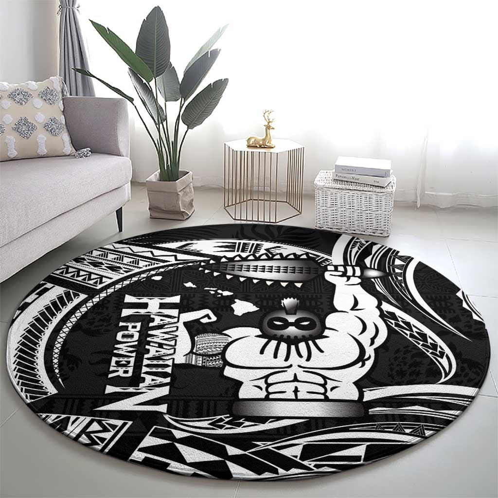 Black Hawaii Ikaika Warrior Round Carpet Hawaiian Power LT14 - Polynesian Pride