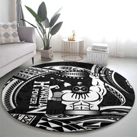 Black Hawaii Ikaika Warrior Round Carpet Hawaiian Power LT14 - Polynesian Pride