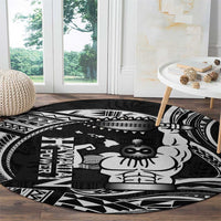 Black Hawaii Ikaika Warrior Round Carpet Hawaiian Power LT14 - Polynesian Pride