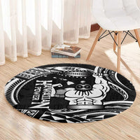 Black Hawaii Ikaika Warrior Round Carpet Hawaiian Power LT14 - Polynesian Pride