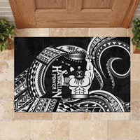 Black Hawaii Ikaika Warrior Rubber Doormat Hawaiian Power LT14 Black - Polynesian Pride