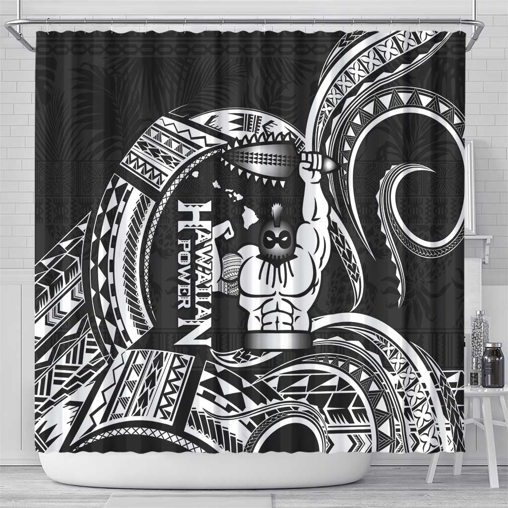 Black Hawaii Ikaika Warrior Shower Curtain Hawaiian Power LT14 - Polynesian Pride