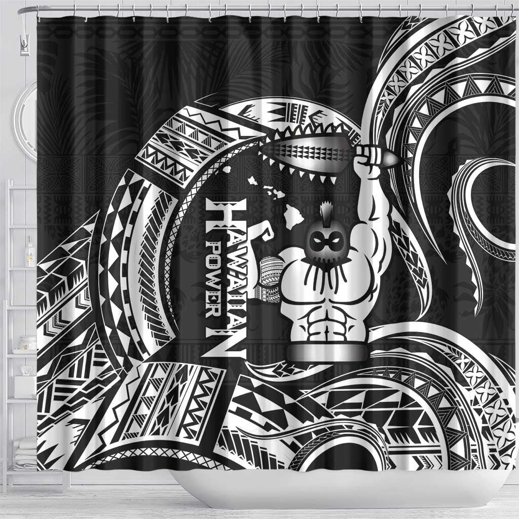 Black Hawaii Ikaika Warrior Shower Curtain Hawaiian Power LT14 - Polynesian Pride