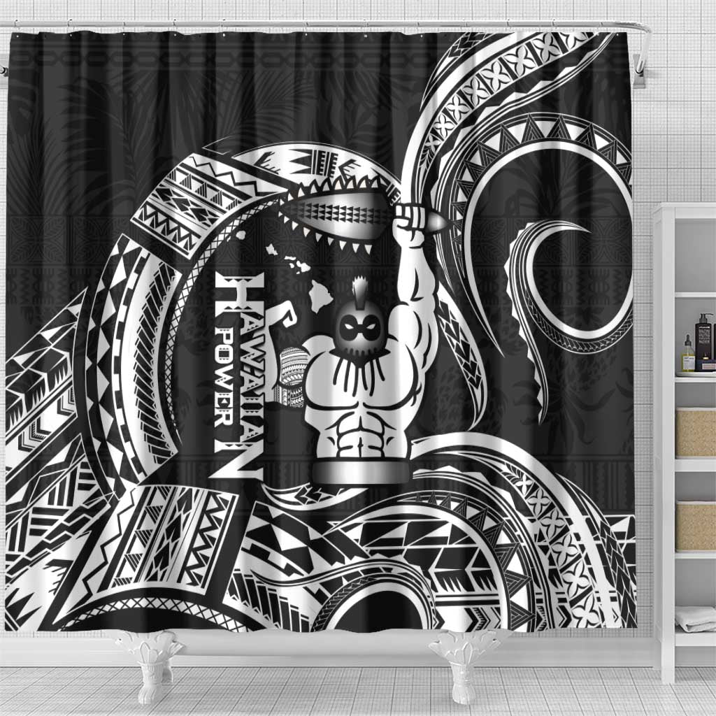 Black Hawaii Ikaika Warrior Shower Curtain Hawaiian Power LT14 - Polynesian Pride