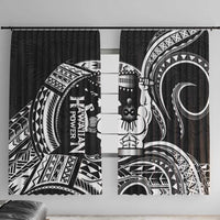 Black Hawaii Ikaika Warrior Window Curtain Hawaiian Power LT14 With Hooks Black - Polynesian Pride