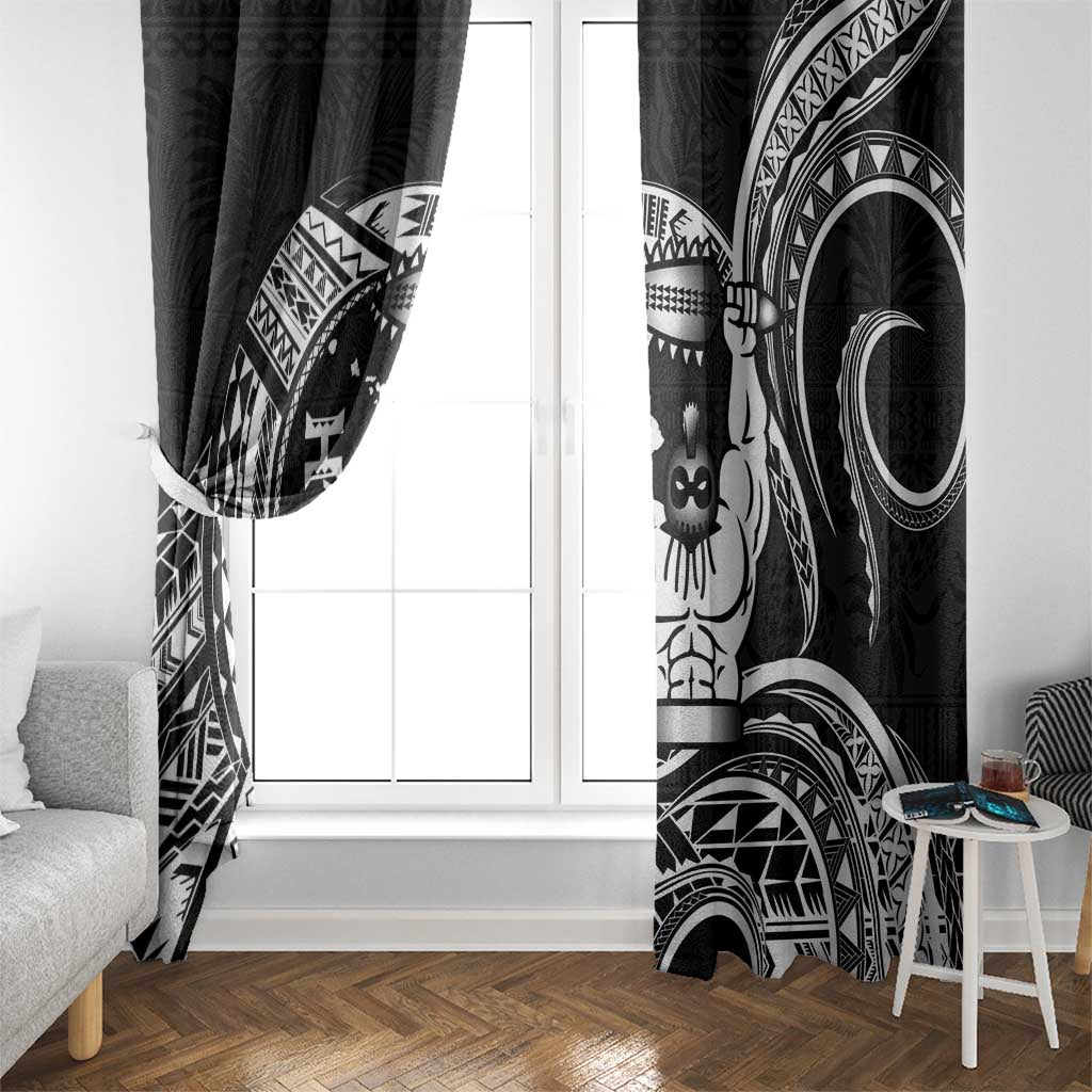 Black Hawaii Ikaika Warrior Window Curtain Hawaiian Power LT14 - Polynesian Pride