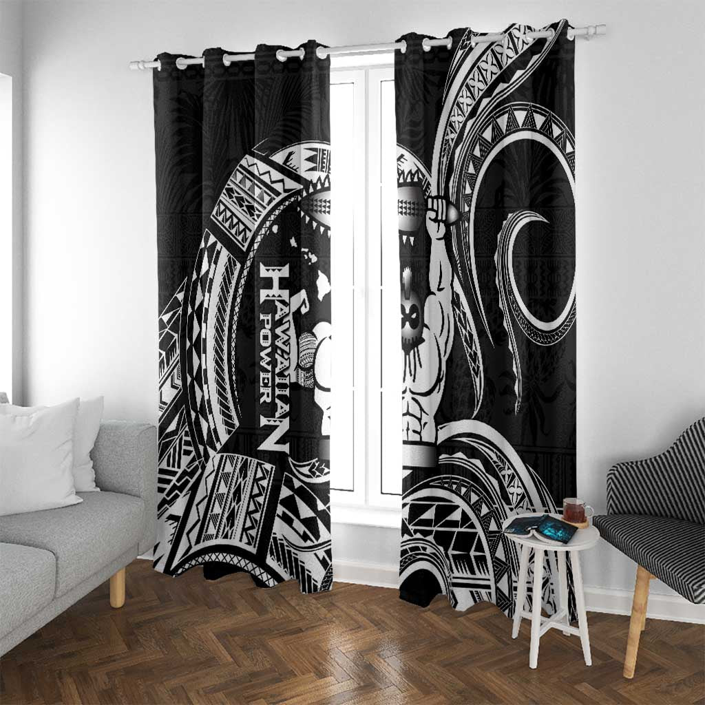 Black Hawaii Ikaika Warrior Window Curtain Hawaiian Power LT14 With Grommets Black - Polynesian Pride