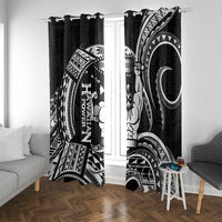 Black Hawaii Ikaika Warrior Window Curtain Hawaiian Power LT14 With Grommets Black - Polynesian Pride