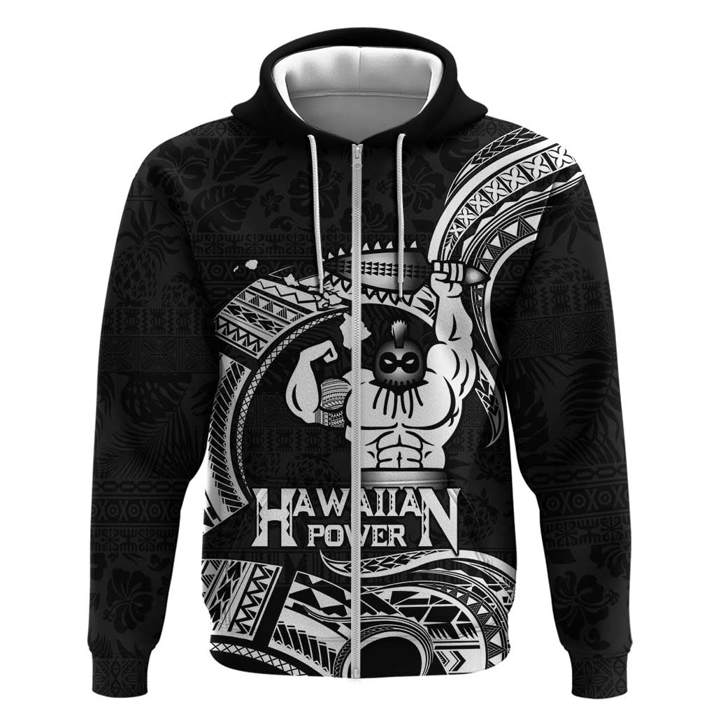 Black Hawaii Ikaika Warrior Zip Hoodie Hawaiian Power LT14 Zip Hoodie Black - Polynesian Pride