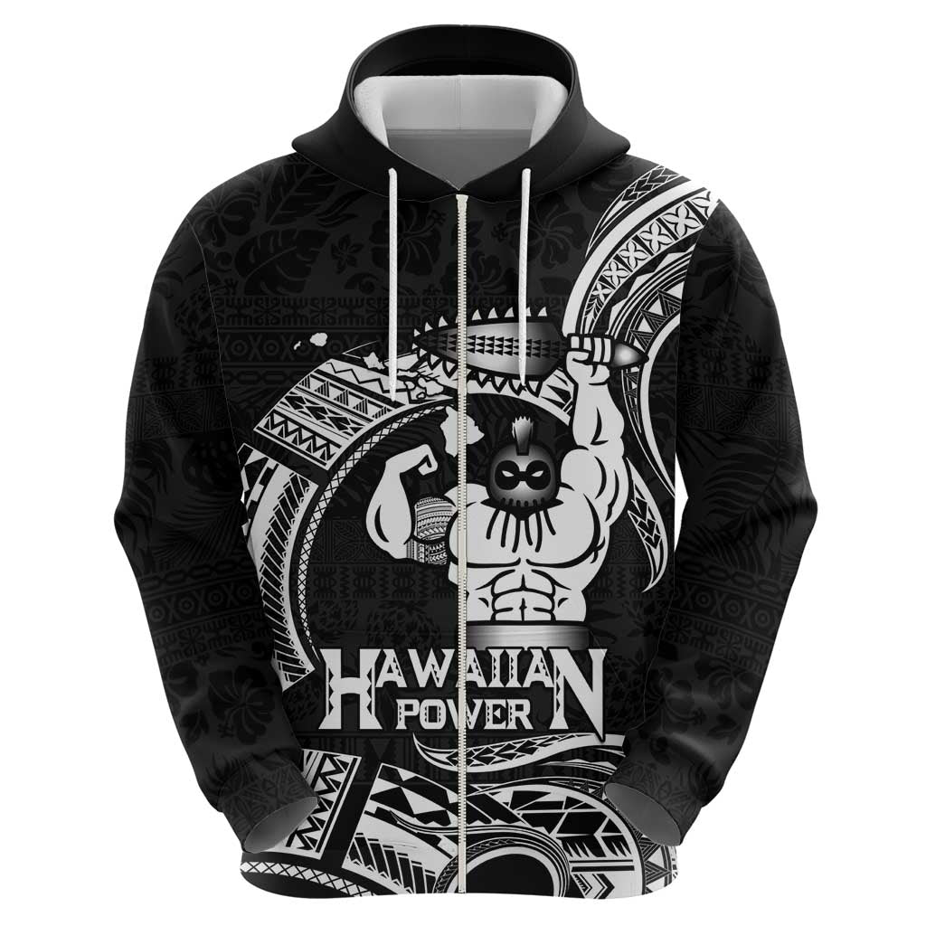 Black Hawaii Ikaika Warrior Zip Hoodie Hawaiian Power LT14 - Polynesian Pride