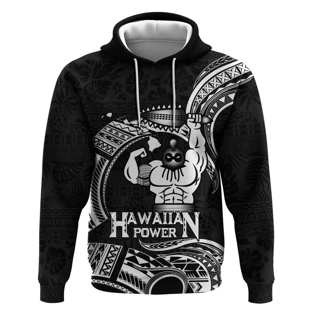 Black Hawaii Ikaika Warrior Zip Hoodie Hawaiian Power LT14 Pullover Hoodie Black - Polynesian Pride