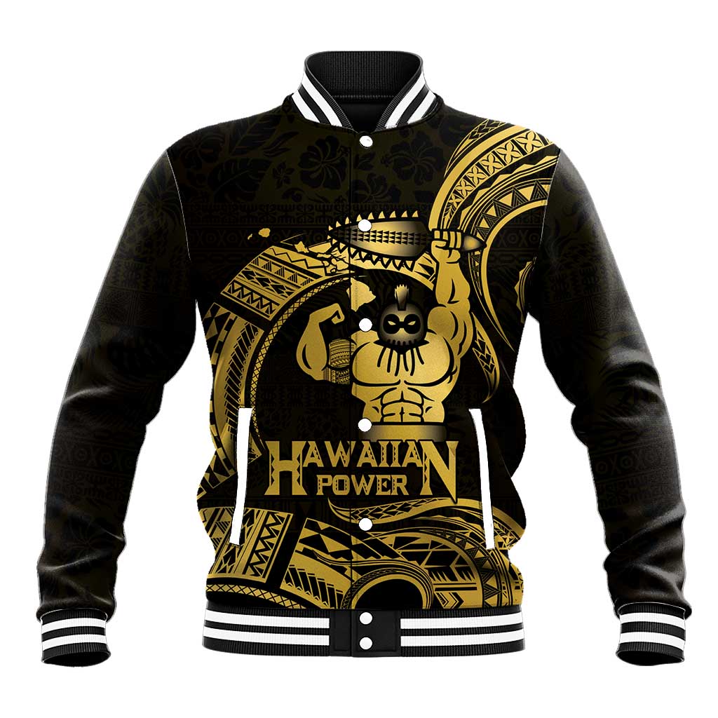 Gold Hawaii Ikaika Warrior Baseball Jacket Hawaiian Power LT14 Unisex Gold - Polynesian Pride