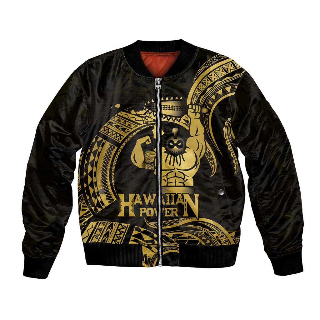 Gold Hawaii Ikaika Warrior Bomber Jacket Hawaiian Power LT14 Unisex Gold - Polynesian Pride