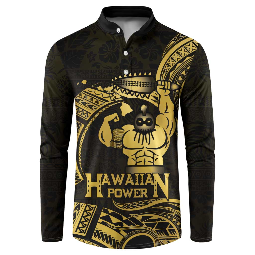 Gold Hawaii Ikaika Warrior Button Sweatshirt Hawaiian Power LT14 Gold - Polynesian Pride