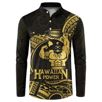 Gold Hawaii Ikaika Warrior Button Sweatshirt Hawaiian Power LT14 Gold - Polynesian Pride