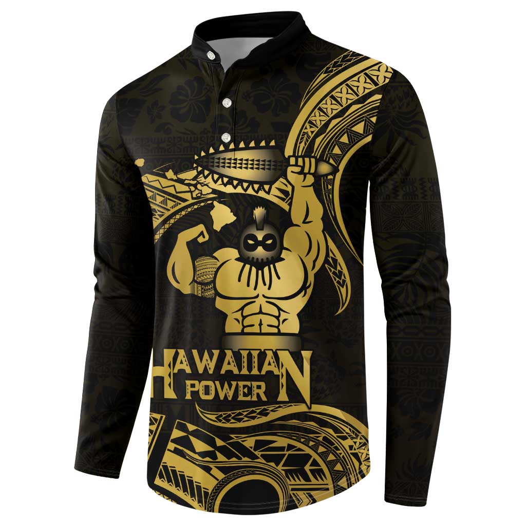 Gold Hawaii Ikaika Warrior Button Sweatshirt Hawaiian Power LT14 - Polynesian Pride