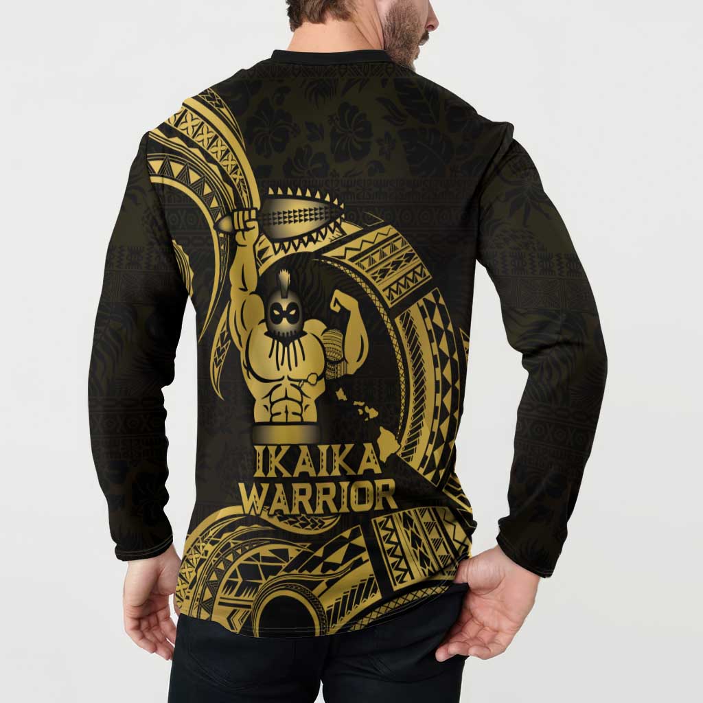 Gold Hawaii Ikaika Warrior Button Sweatshirt Hawaiian Power LT14 - Polynesian Pride