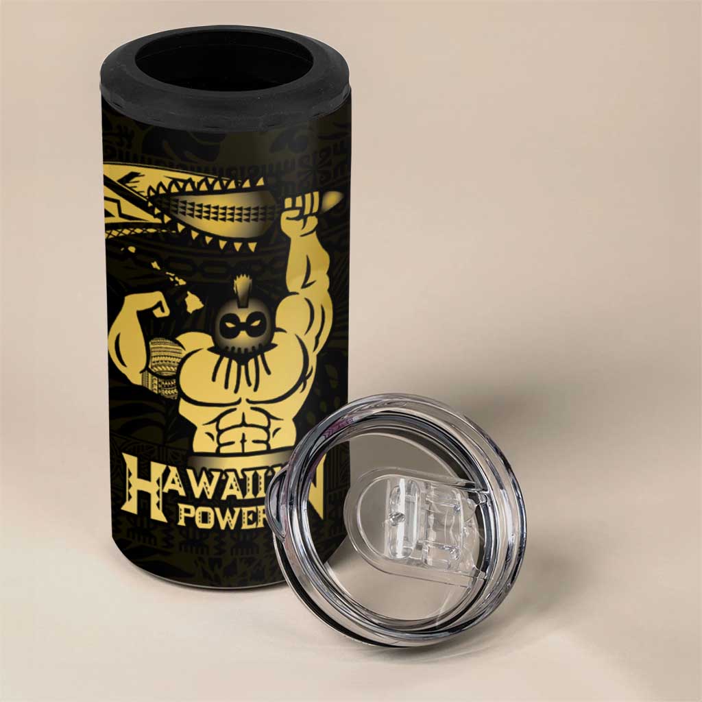Gold Hawaii Ikaika Warrior 4 in 1 Can Cooler Tumbler Hawaiian Power