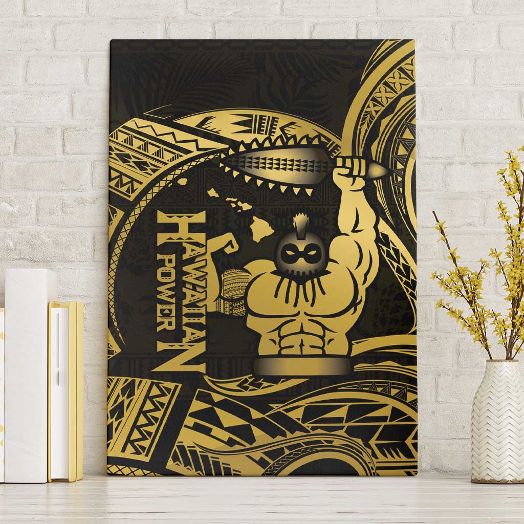 Gold Hawaii Ikaika Warrior Canvas Wall Art Hawaiian Power LT14 Without Frame Gold - Polynesian Pride