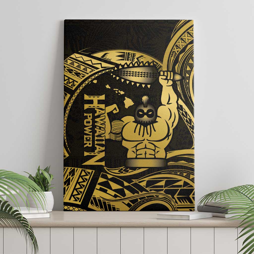 Gold Hawaii Ikaika Warrior Canvas Wall Art Hawaiian Power LT14 - Polynesian Pride