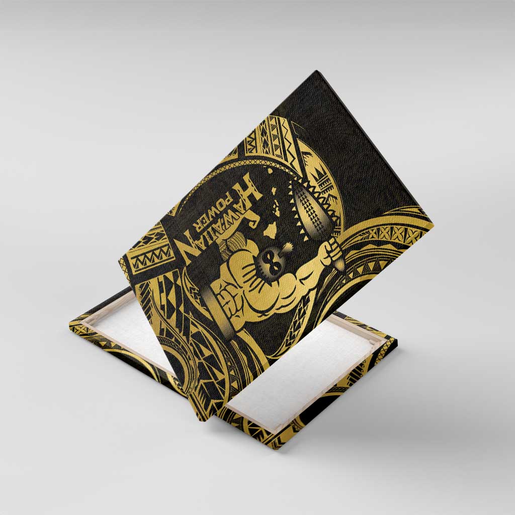 Gold Hawaii Ikaika Warrior Canvas Wall Art Hawaiian Power LT14 With Frame Gold - Polynesian Pride