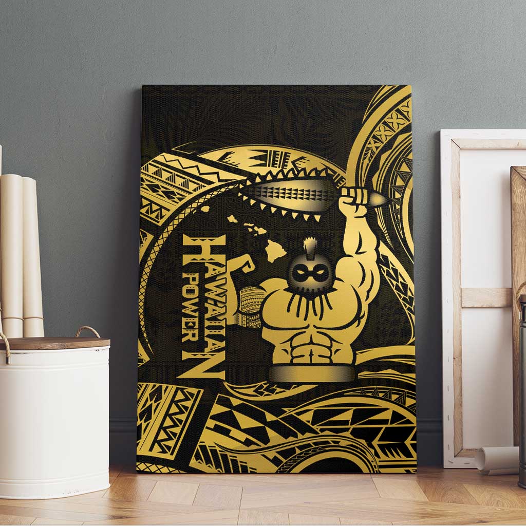 Gold Hawaii Ikaika Warrior Canvas Wall Art Hawaiian Power LT14 - Polynesian Pride
