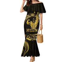 Gold Hawaii Ikaika Warrior Family Matching Mermaid Dress and Hawaiian Shirt Hawaiian Power