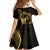Gold Hawaii Ikaika Warrior Family Matching Off The Shoulder Long Sleeve Dress and Hawaiian Shirt Hawaiian Power