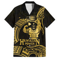 Gold Hawaii Ikaika Warrior Family Matching Off The Shoulder Long Sleeve Dress and Hawaiian Shirt Hawaiian Power
