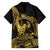 Gold Hawaii Ikaika Warrior Family Matching Off The Shoulder Long Sleeve Dress and Hawaiian Shirt Hawaiian Power