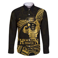 Gold Hawaii Ikaika Warrior Family Matching Off Shoulder Maxi Dress and Hawaiian Shirt Hawaiian Power