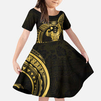 Gold Hawaii Ikaika Warrior Family Matching Puletasi and Hawaiian Shirt Hawaiian Power LT14 Daughter's Dress Gold - Polynesian Pride