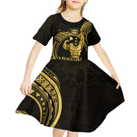 Gold Hawaii Ikaika Warrior Kid Short Sleeve Dress Hawaiian Power LT14 - Polynesian Pride