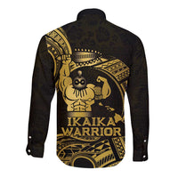Gold Hawaii Ikaika Warrior Long Sleeve Button Shirt Hawaiian Power LT14 - Polynesian Pride