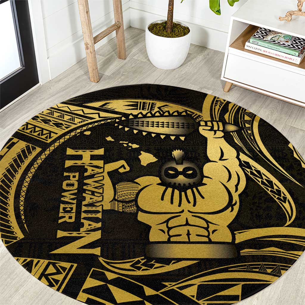 Gold Hawaii Ikaika Warrior Round Carpet Hawaiian Power LT14 Gold - Polynesian Pride