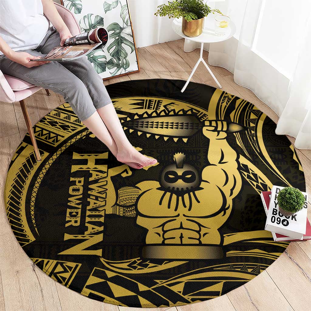 Gold Hawaii Ikaika Warrior Round Carpet Hawaiian Power LT14 - Polynesian Pride