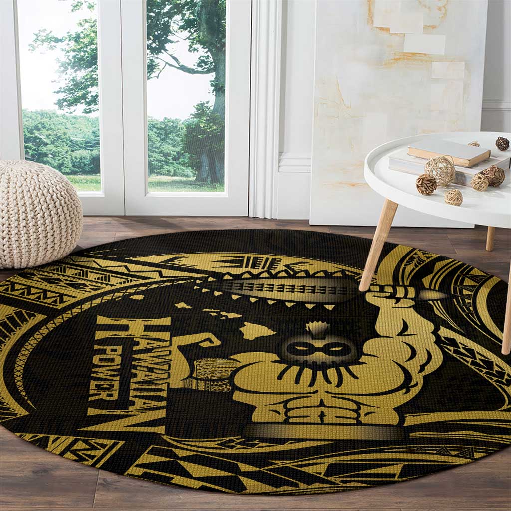 Gold Hawaii Ikaika Warrior Round Carpet Hawaiian Power LT14 - Polynesian Pride