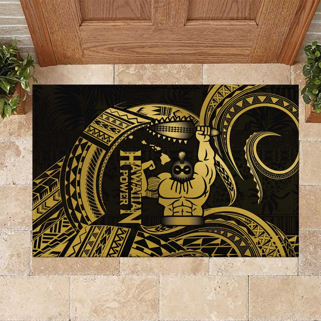 Gold Hawaii Ikaika Warrior Rubber Doormat Hawaiian Power LT14 Gold - Polynesian Pride