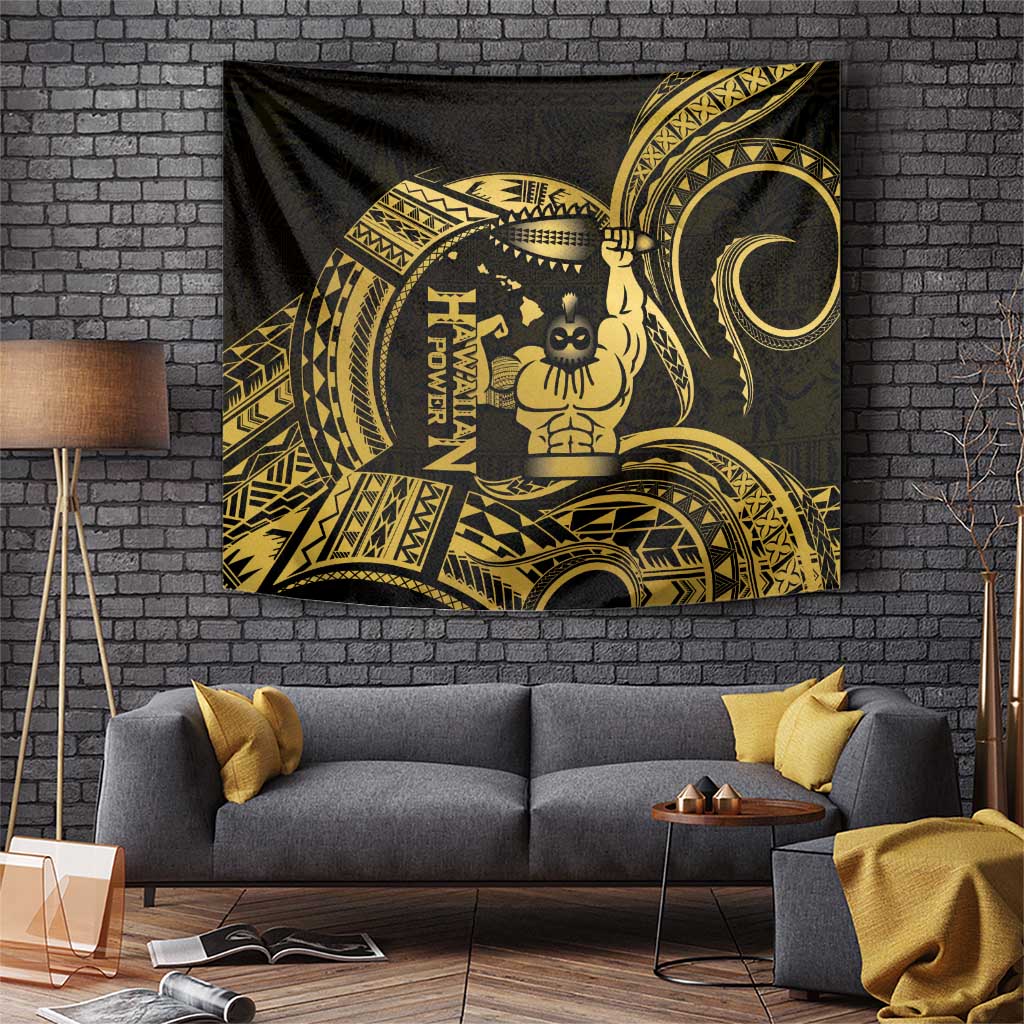 Gold Hawaii Ikaika Warrior Tapestry Hawaiian Power LT14 Gold - Polynesian Pride