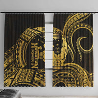 Gold Hawaii Ikaika Warrior Window Curtain Hawaiian Power LT14 With Hooks Gold - Polynesian Pride