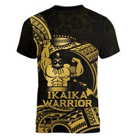 Gold Hawaii Ikaika Warrior Women V-Neck T-Shirt Hawaiian Power LT14 - Polynesian Pride