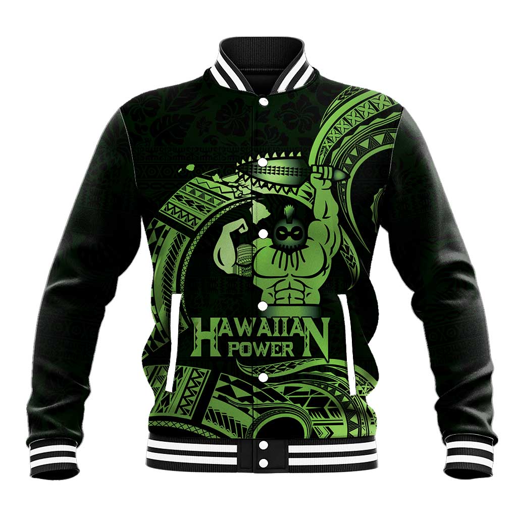Green Hawaii Ikaika Warrior Baseball Jacket Hawaiian Power LT14 Unisex Green - Polynesian Pride