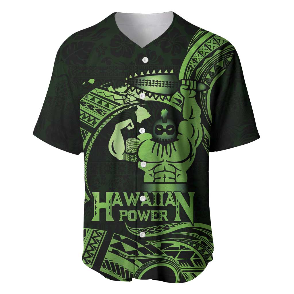 Green Hawaii Ikaika Warrior Baseball Jersey Hawaiian Power LT14 Green - Polynesian Pride