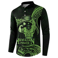 Green Hawaii Ikaika Warrior Button Sweatshirt Hawaiian Power LT14 - Polynesian Pride