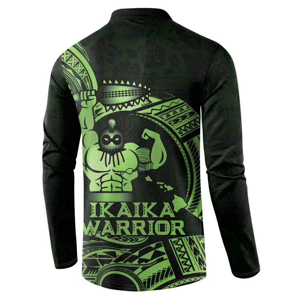 Green Hawaii Ikaika Warrior Button Sweatshirt Hawaiian Power LT14 - Polynesian Pride