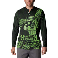 Green Hawaii Ikaika Warrior Button Sweatshirt Hawaiian Power LT14 - Polynesian Pride
