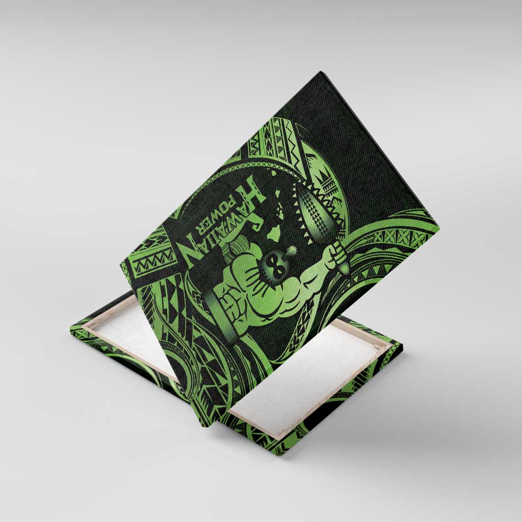Green Hawaii Ikaika Warrior Canvas Wall Art Hawaiian Power LT14 With Frame Green - Polynesian Pride
